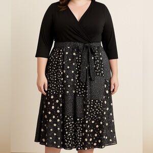 Chic Black and White Polka Dot Dress
